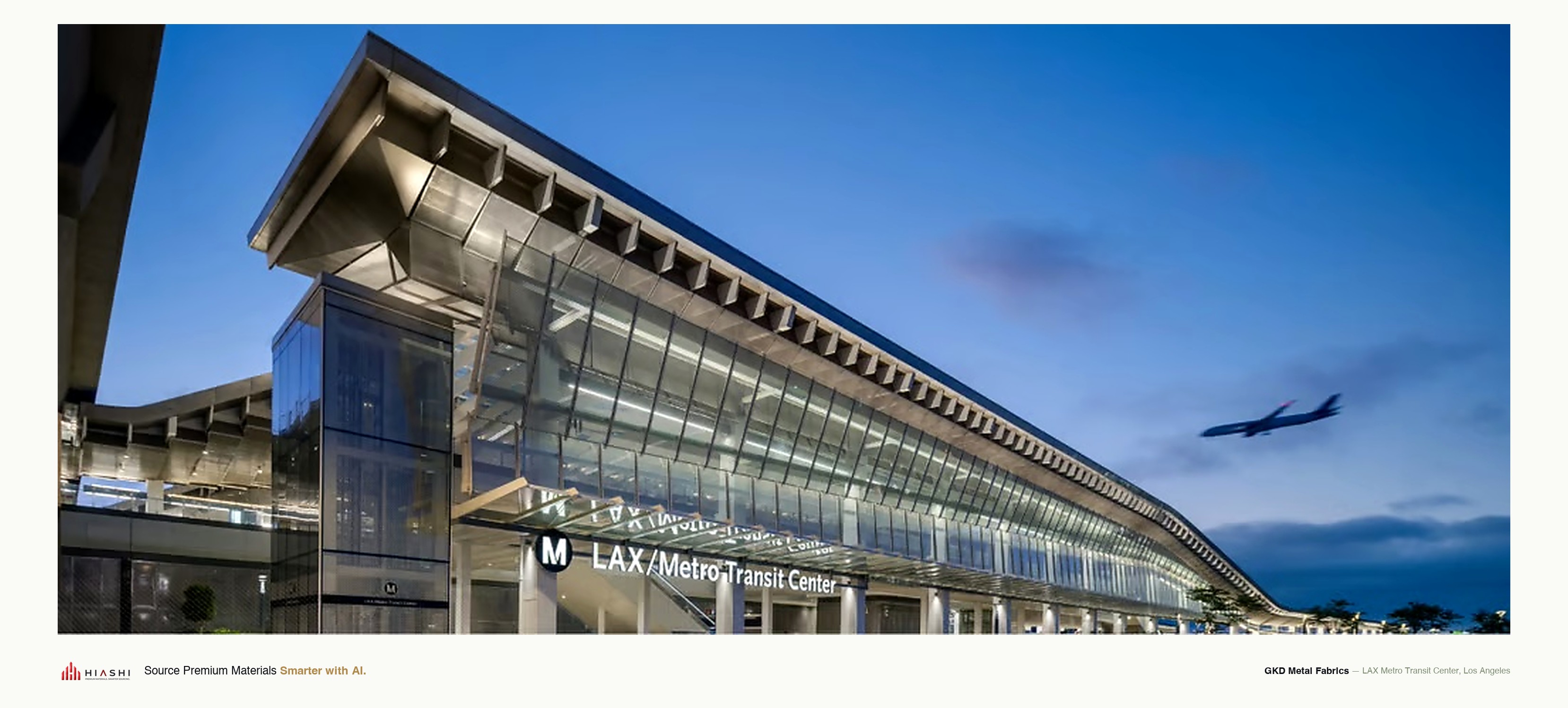 Overview of GKD Metal Fabrics ribbon ceiling at LAX Metro concourse