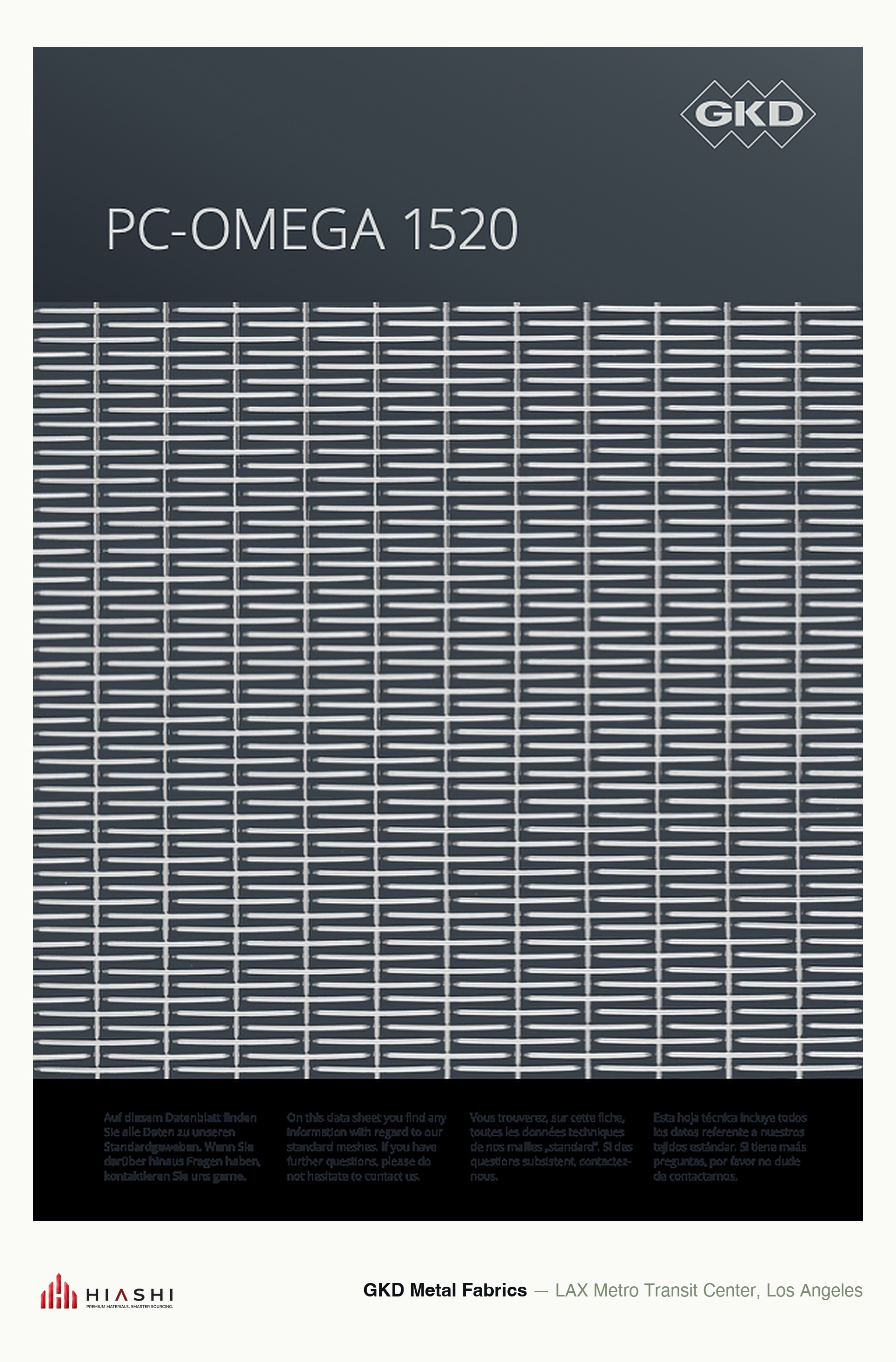 Standard technical drawing for GKD OMEGA 1520 PC mesh