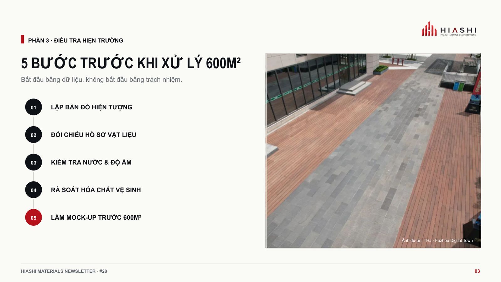 Năm bước kiểm tra hiện trường bên cạnh ảnh lối đi decking tại Fuzhou Digital Town